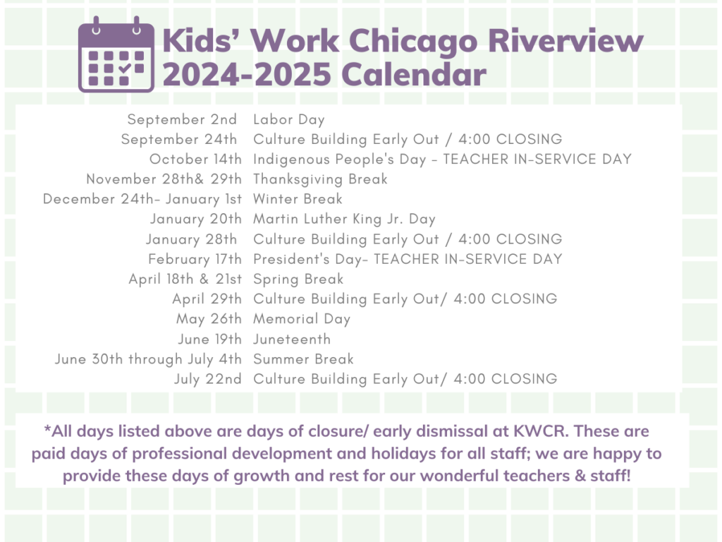 Kids’ Work Chicago 2024-2025 Calendar